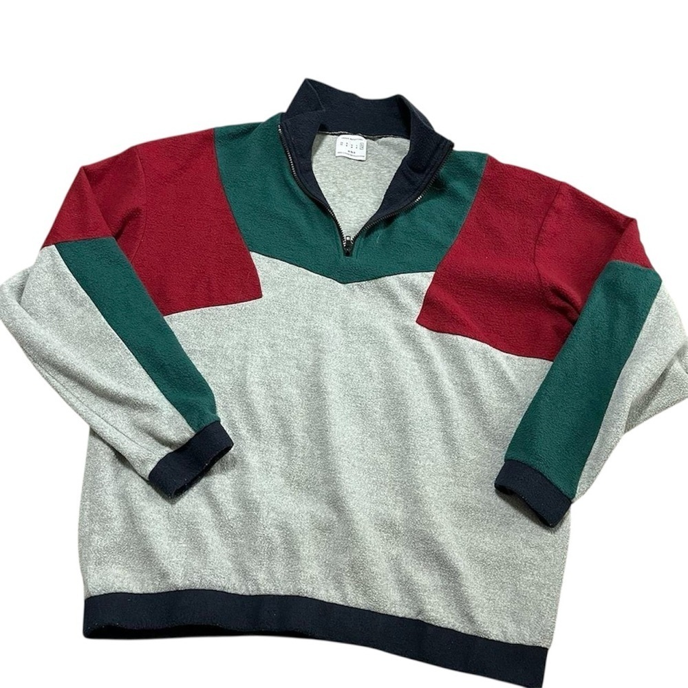Urban Outfitters Vintage Pullover Fleece Size XL Oversized Color Block 1/4 Zip